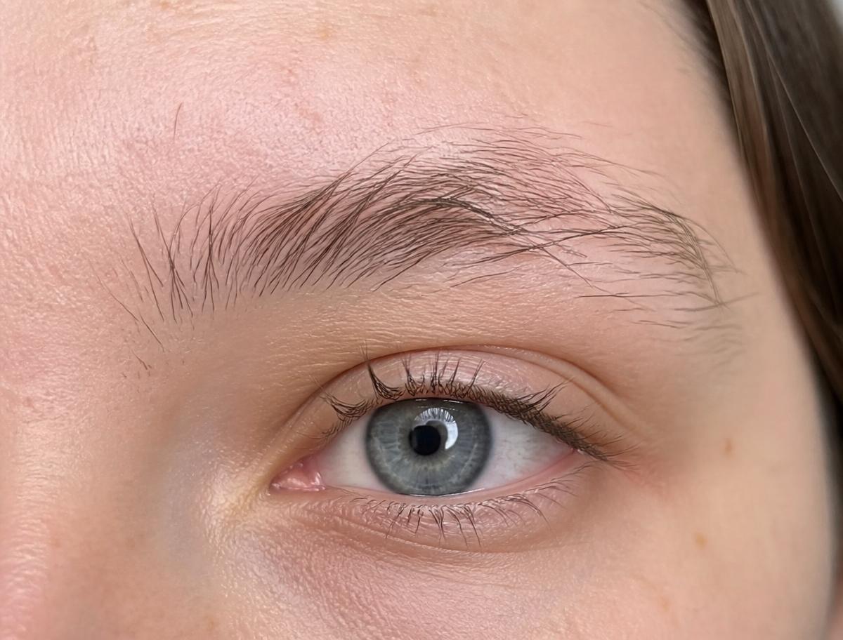Voor: Wenkbrauwen voor en na een brow design met hybrid tinting